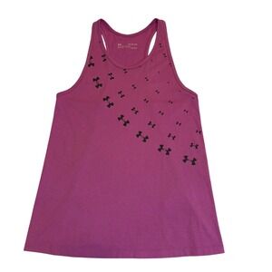 ✨Under Armour Womens XS Tank Top Purple Logo Print Racerback Loose Fit #